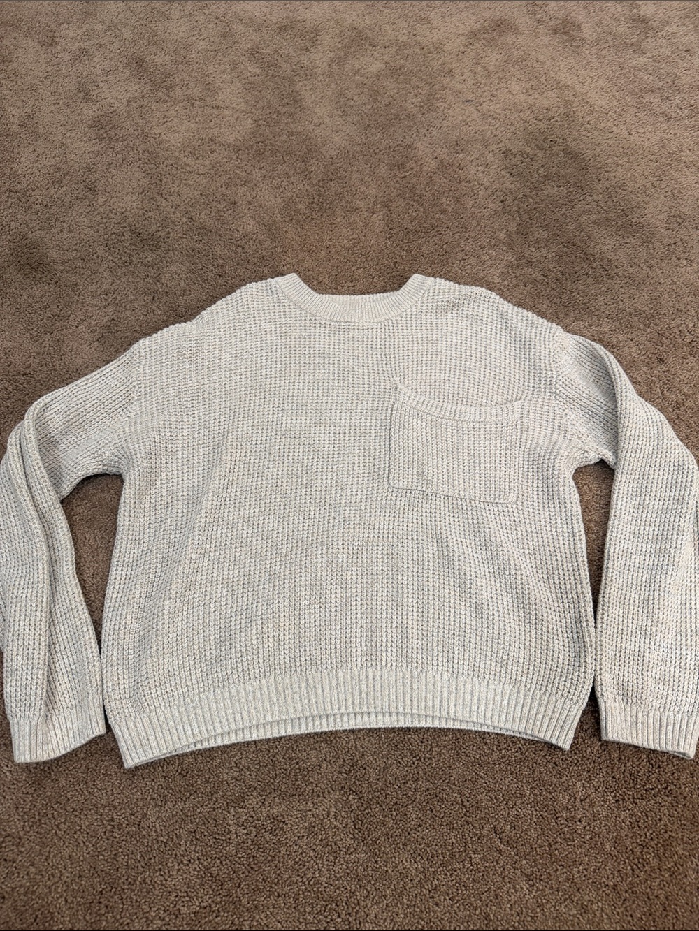 RSQ Cream Crewneck Sweater with Chest Pocket